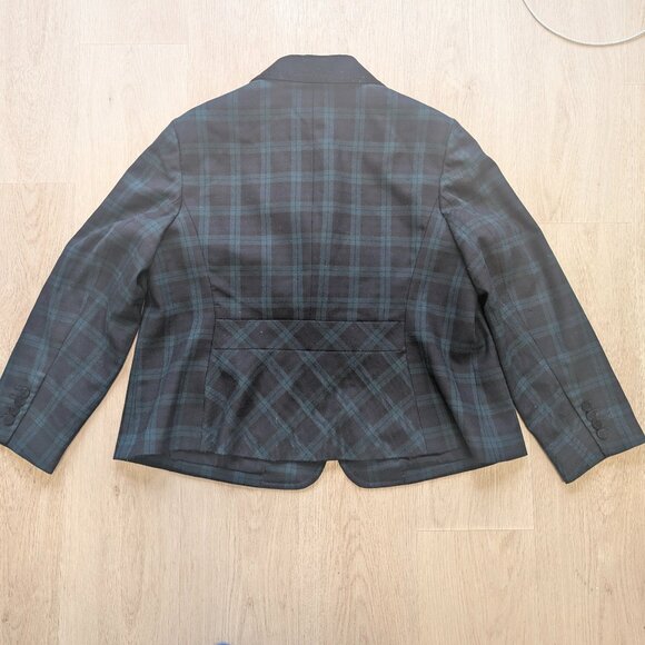 PETITE Plaid and Velour Blazer - Blue and Green - Picture 2 of 6
